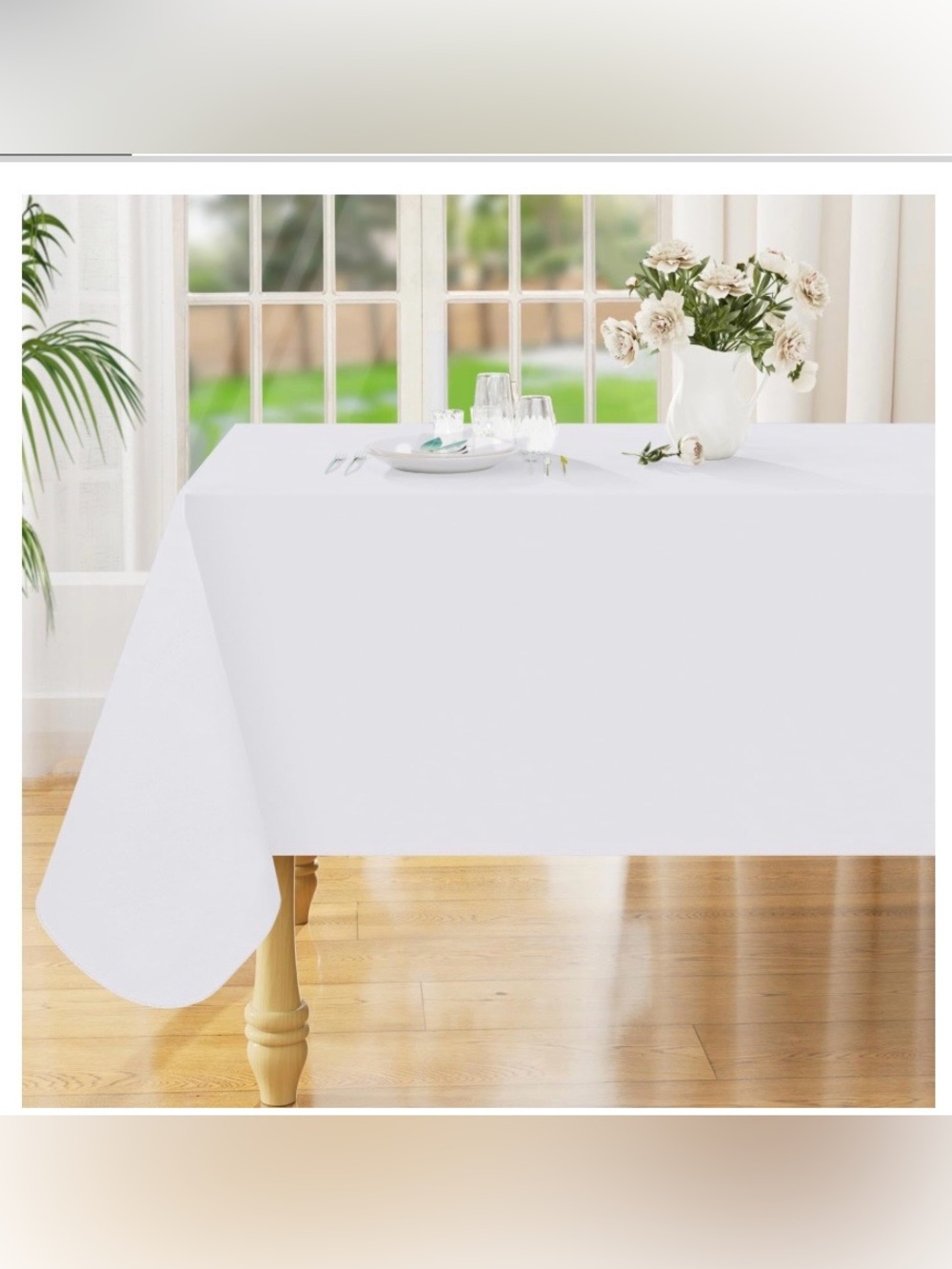White VINYL Tablecloth Waterproof Oil-Proof Spill Proof Recrangular 54x70”